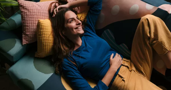 Woman learning about