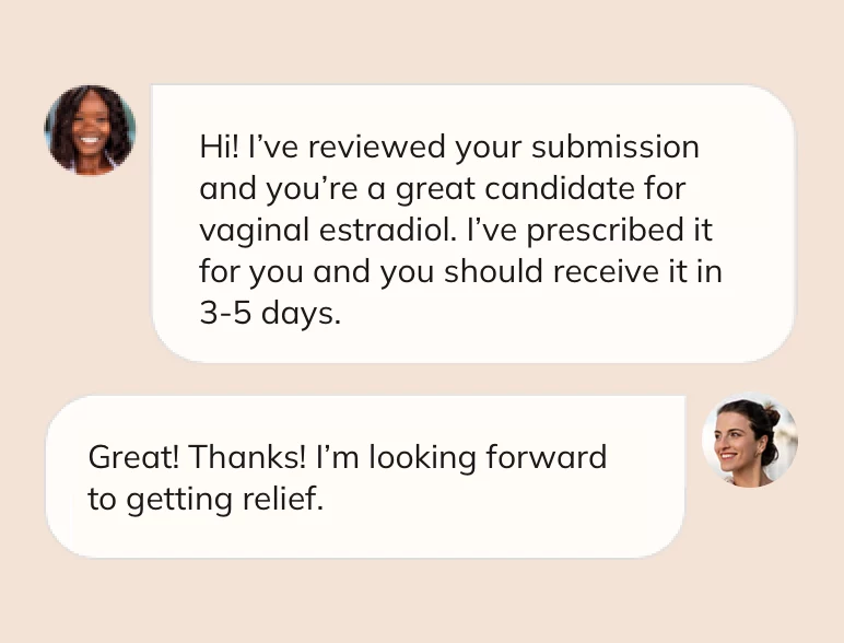 Doctor prescribing estradiol vaginal cream to a patient who has vaginal atrophy from menopause