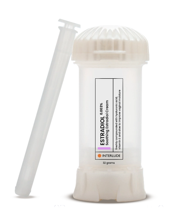 Estradiol vaginal cream with hyaluronic acid, aloe, and vitamin E